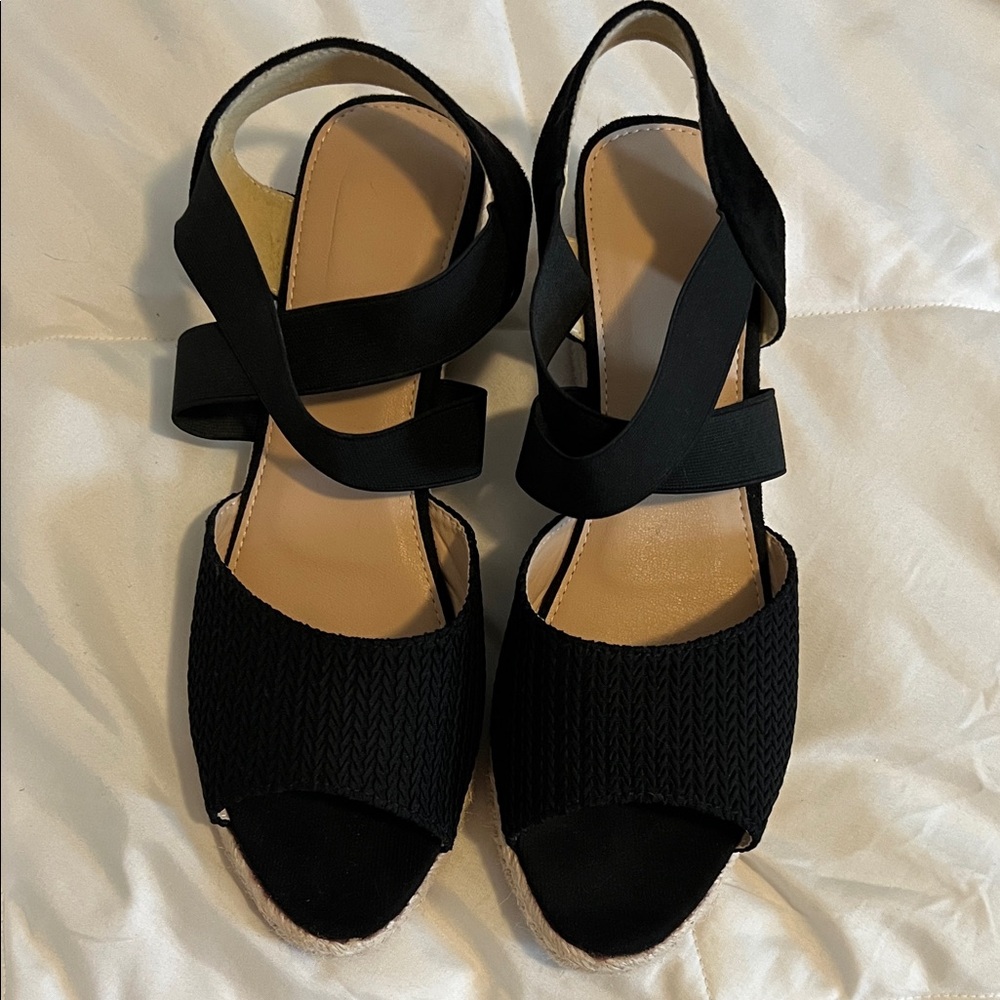 SHEIN Black Espadrille Sandals